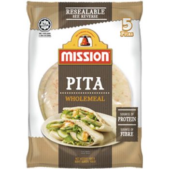 Mission Pita Wholemeal Bread 5pc Pack 400g