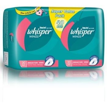 Whisper Wings Regular Flow Pads 40pc