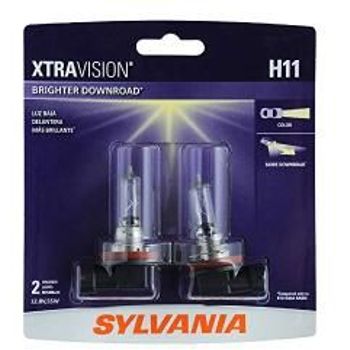 Sylvania H11 Xtravision High Performance Halogen Headlight Bulb High Beam Low Beam And Fog Replacement Bulb Contains 2 Bulbs H11xvbp2