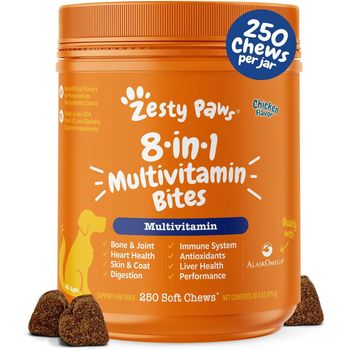 Zesty Paw 8-in-1 Multivitamin Bites Chicken Flavor (250 Soft Chews)