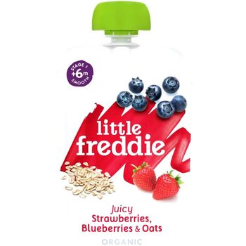 Little Freddie Organic Juicy Strawberries, Blueberries and Oats Pouch 100g