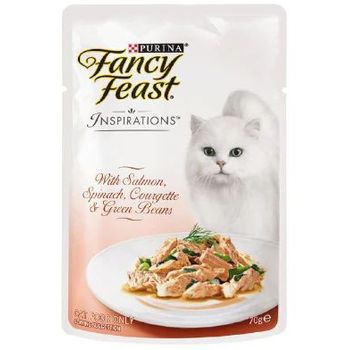Purina Fancy Feast Inspirations Wet Food For Cats Salmon Spinach Cucumber And Beans 70g