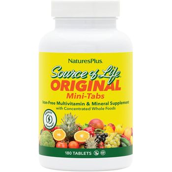 NaturesPlus Source of Life Mini-Tabs No Iron 180 Vegetarian Mini Tablets 