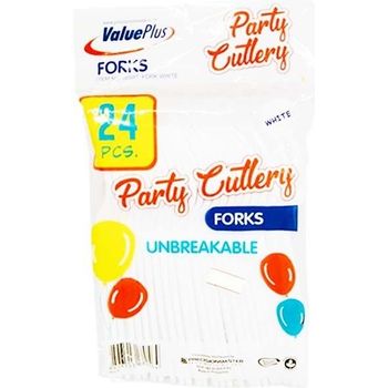 Value Plus Party Cutlery Fork White 24 Pieces