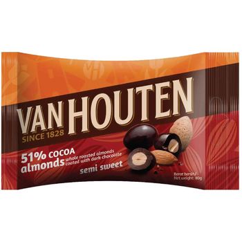 Van Houten Semi Sweet Almond Pouch 80g