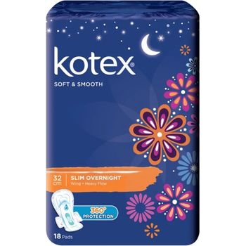 Kotex Soft N Smooth Overnight Wings 32Cm 18 Sachet