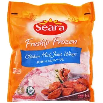 Seara Frozen Chicken Mid Joint Wing 1kg