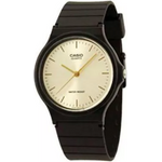 Casio Men's Mq24-9e Black Resin Quartz Watch With Gold Dial