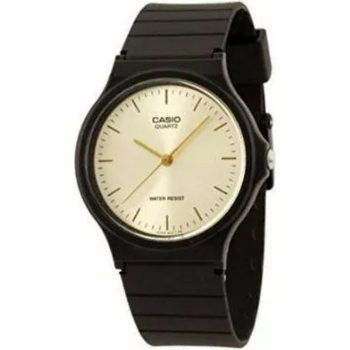 Casio Men's Mq24-9e Black Resin Quartz Watch With Gold Dial