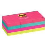 3M Post-it Notes 653-AN, 1.5"x 2" Neon Colours 12 Pads / Pack