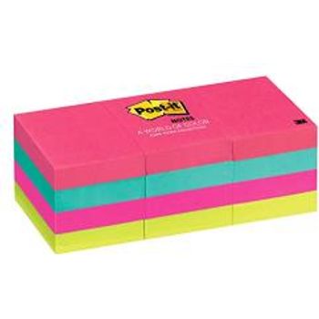 3M Post-it Notes 653-AN, 1.5"x 2" Neon Colours 12 Pads / Pack