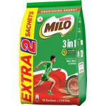 Milo 3 In 1 Instant Chocolate Malt Regular 18 x 27g