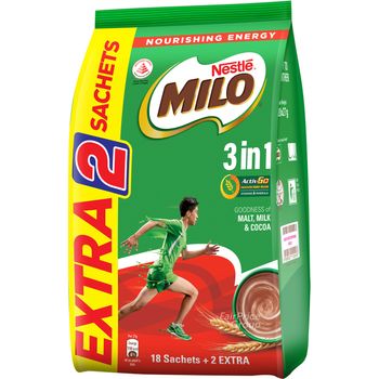 Milo 3 In 1 Instant Chocolate Malt Regular 18 x 27g
