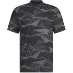 Adidas Men Golf Aeroready Allover Print Short Sleeve Mock Neck Shirt Black
