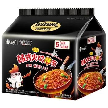 Baixiang Stir Fried Noodle Korean Artificial Hot Chicken Flavour 5 x 112g