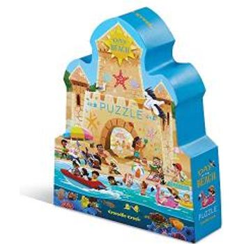 Crocodile Creek The Day At The Beach 48-piece Jigsaw Puzzle For Kids 4 Years+ Heavy-duty Sand Castle Shaped Box For Storage Finished Puzzle Is 18” X 24” 40638