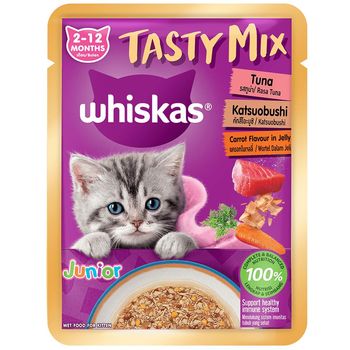 Whiskas Tasty Mix Junior Wet Cat Food Tuna Bonito and Carrot in Jelly 70g