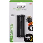Nite Ize Gear Tie Reusable Rubber Twist Tie 3In 4Pk Black