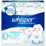 Whisper Pure Cotton Ultra Day Sanitary Pads Heavy 28cm
