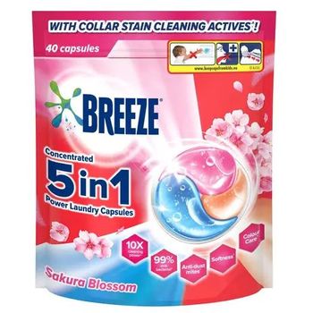 Breeze Concentrated 5 in 1 Laundry Capsules Sakura Blossom 40 Capsules