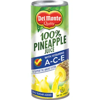 Del Monte Unsweetened Pineapple Juice With Vitamins Ace 240ml