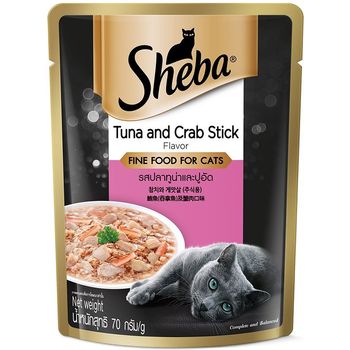Sheba Pouch Cat Wet Food Adult Tuna Crab Stick 70g