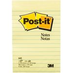3M Post-it Lined Notes Canary Yellow 660 98.4 x 149mm