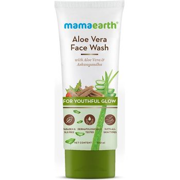 Mamaearth Aloe Vera Face Wash with Aloe Vera And Ashwagandha for a Youthful Glow 100ml