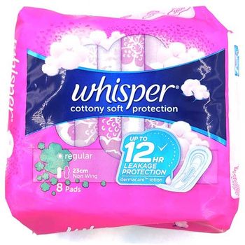 Whisper Cottony Clean Regular Flow Non Wing 8s