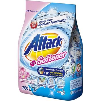 Attack Powder Detergent Plus Softener Sweet Floral 200g