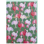 Raspberry Blossom Happy Birthday Flamingos