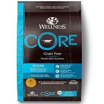 Wellness Core Natural Grain Dry Dog Food Ocean Whitefish Herring Salmon 12pound Bag