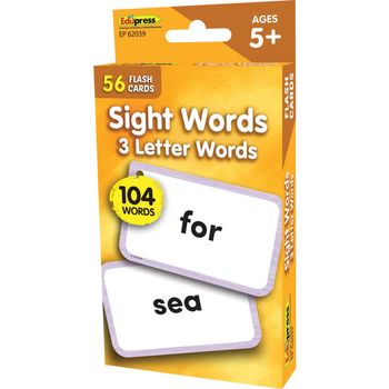 Teacher Created Resources Sight Words Flash Cards 3 Letter Words