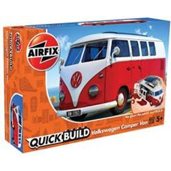 Airfix Quickbuild Volkswagen Camper Van Red Brick Building Plastic Model Kit J6017 Multicolour