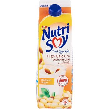 F&N NutriSoy Soya Milk Almond Reduced Sugar 1l