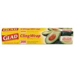 Glad Cling Wrap Plastic Wrap 200 Square Foot Roll Clear