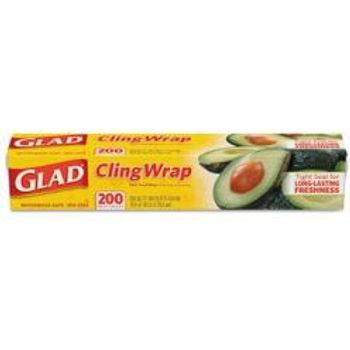 Glad Cling Wrap Plastic Wrap 200 Square Foot Roll Clear