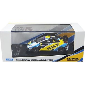 Tarmac Works Honda Civic Type R FK2 Macau Guia 2.0T 2016 #50 White x Yellow x Light Blue