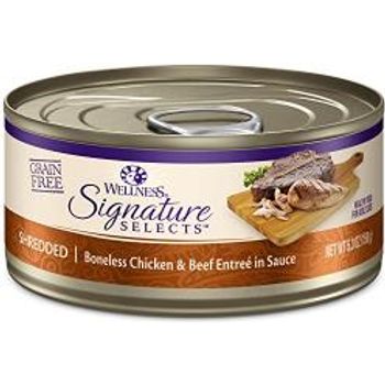 Wellness Core Natural Pet Food Core Signature Selects Grain Canned Cat Food Shredded Chicken & Beef Entree In Sauce 5.3 Ounces pack Of 12