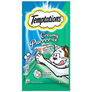 Temptations Creamy Purrrr-ee Cat Treats Maguro and Scallop Flavors 48g
