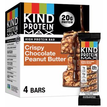 Kind Protein Max Gluten Free Bars Crispy Chocolate Peanut Butter 4 Bars 250g