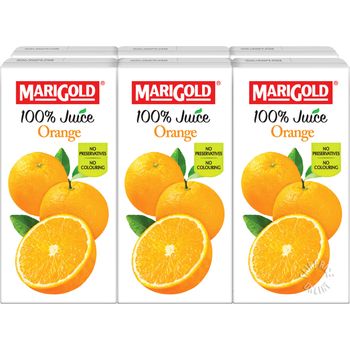 Marigold 100 Percent Packet Juice Orange 6 x 200ml