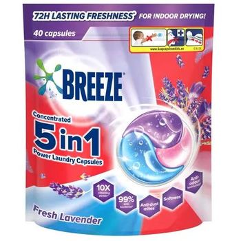 Breeze Concentrated 5 in 1 Laundry Capsules Fresh Lavender 40 Capsules