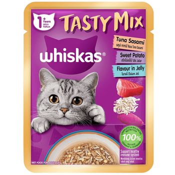 Whiskas Tasty Mix Pouch Tuna Sasami Sweet Potato Flavor in Jelly 70g