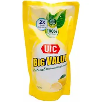 UIC Natural Dish Washing Liquid Refill Zesty Lemon 600ml
