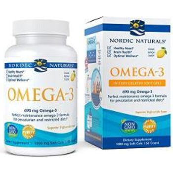 Nordic Naturals Omega-3 Fish Gelatin Aids in Cognition Heart Health and Immune Support Lemon Flavor 60 Soft Gels