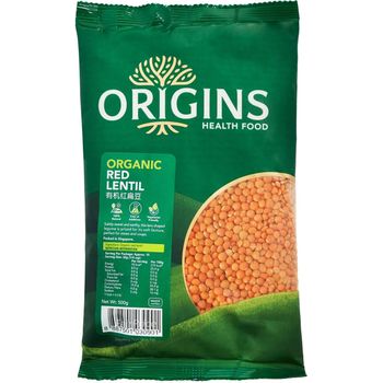 Origins Healthfood Organic Lentil Red 500g
