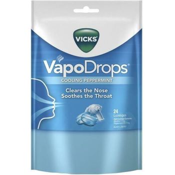 Vicks Vapodrops Blue Cooling Peppermint Lozenges 24