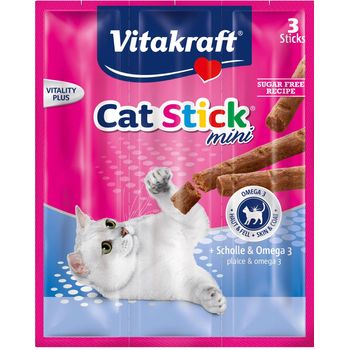 Vitakraft Cat Stick Mini Plaice With Omega 3 Cat Treats 18g