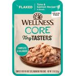 [Bundle of 12] Wellness Core Tiny Tasters Tuna And Salmon Flaked Grain Free Adult Pouch Cat Food 50g
